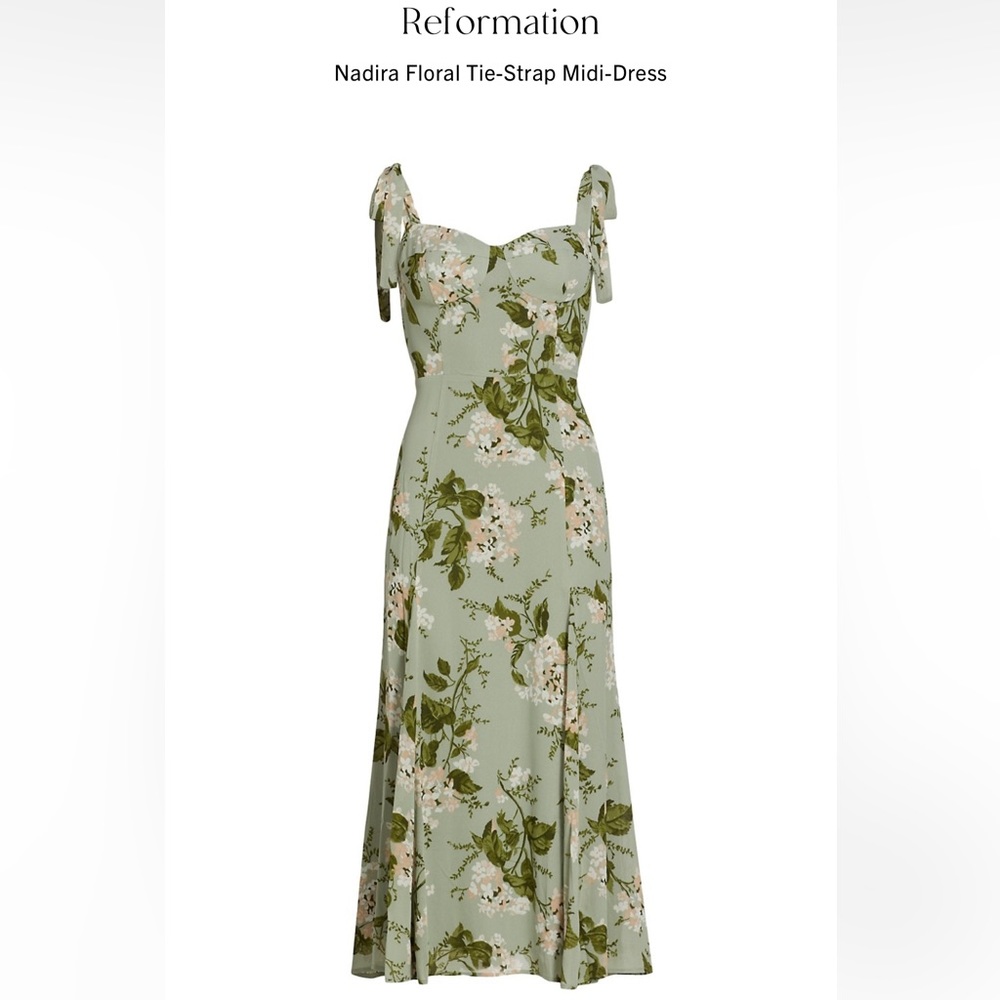 Reformation navy blue midi Nadira dress